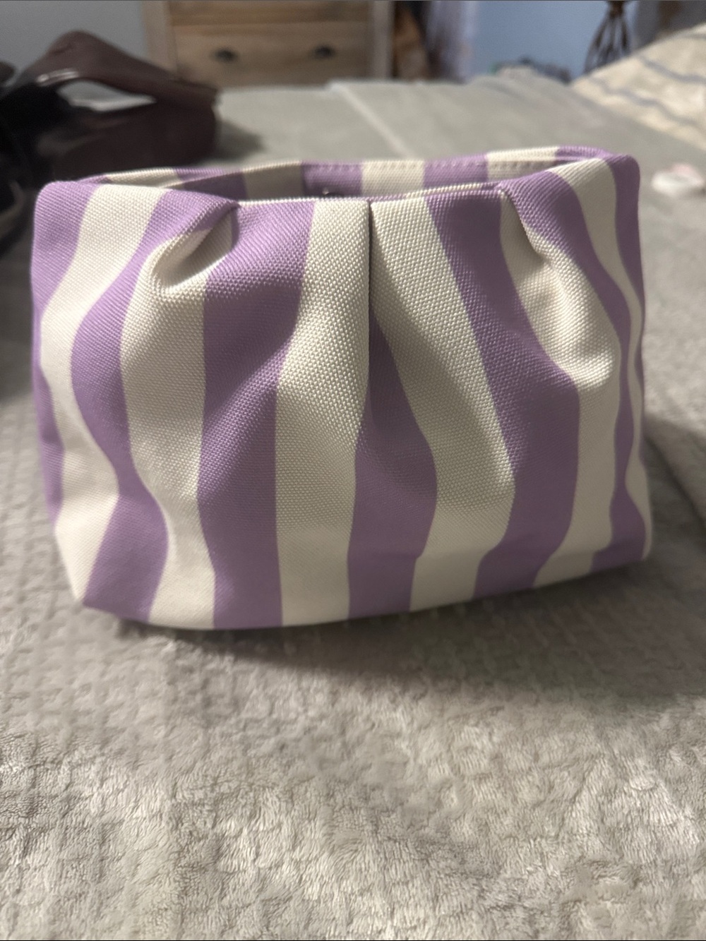 Pureology Lavender and White Striped Cosmetic Pouch